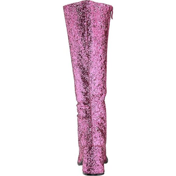 GO GO BOOT, Sz 7, 3" Heel, FUSCIA GLITTER, 15" TALL - Picture 5 of 7